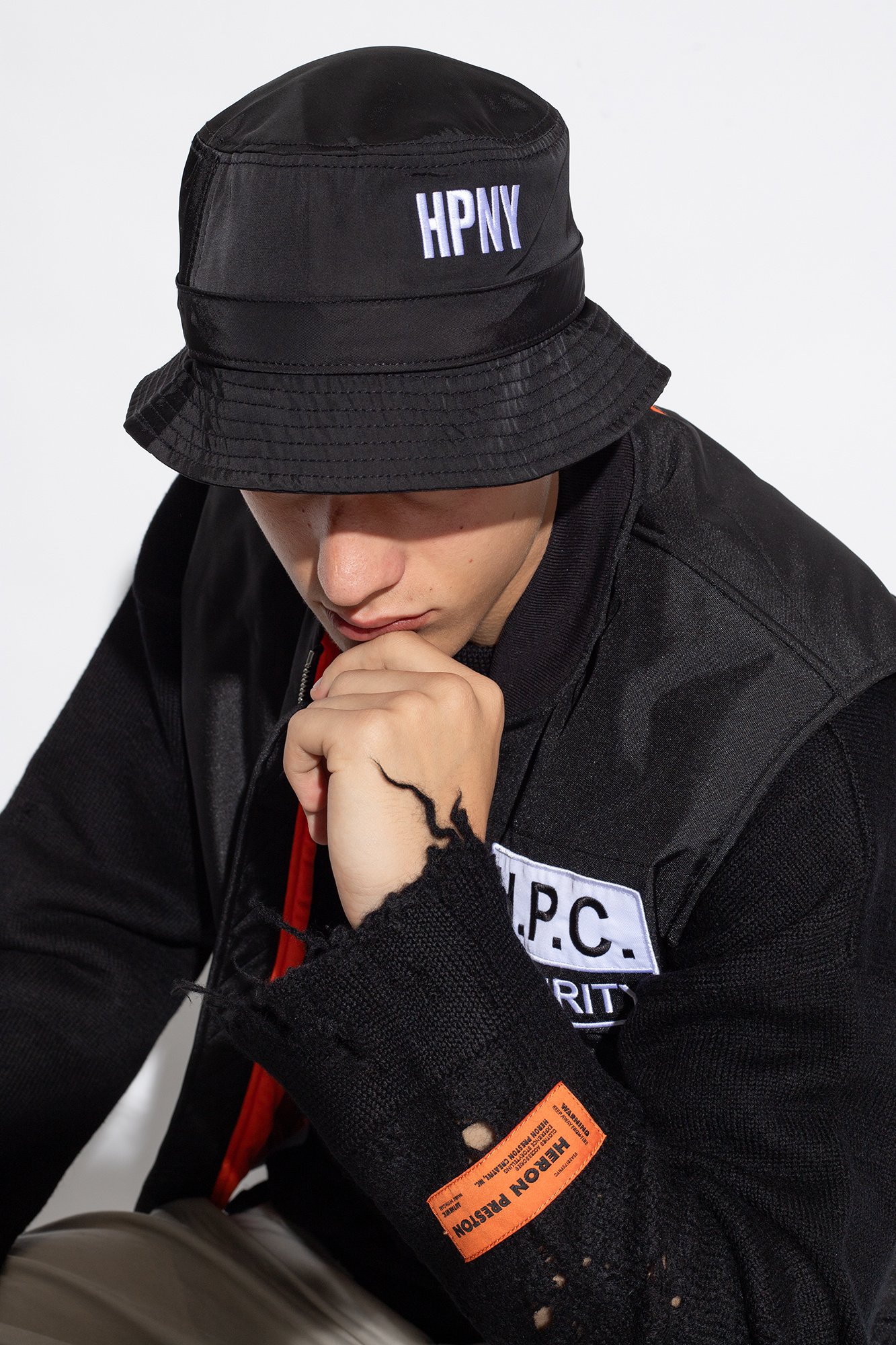 Black Bucket hat with logo Heron Preston - Vitkac GB